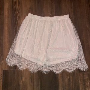 Very cute little skort, with white lace overlay. Perfect for a bride!